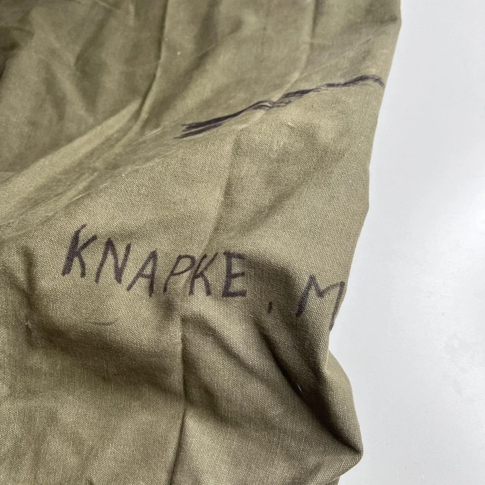 60s Vintage US Military Barracks Duffel Bag OD Green Canvas USGI USA Name Marked